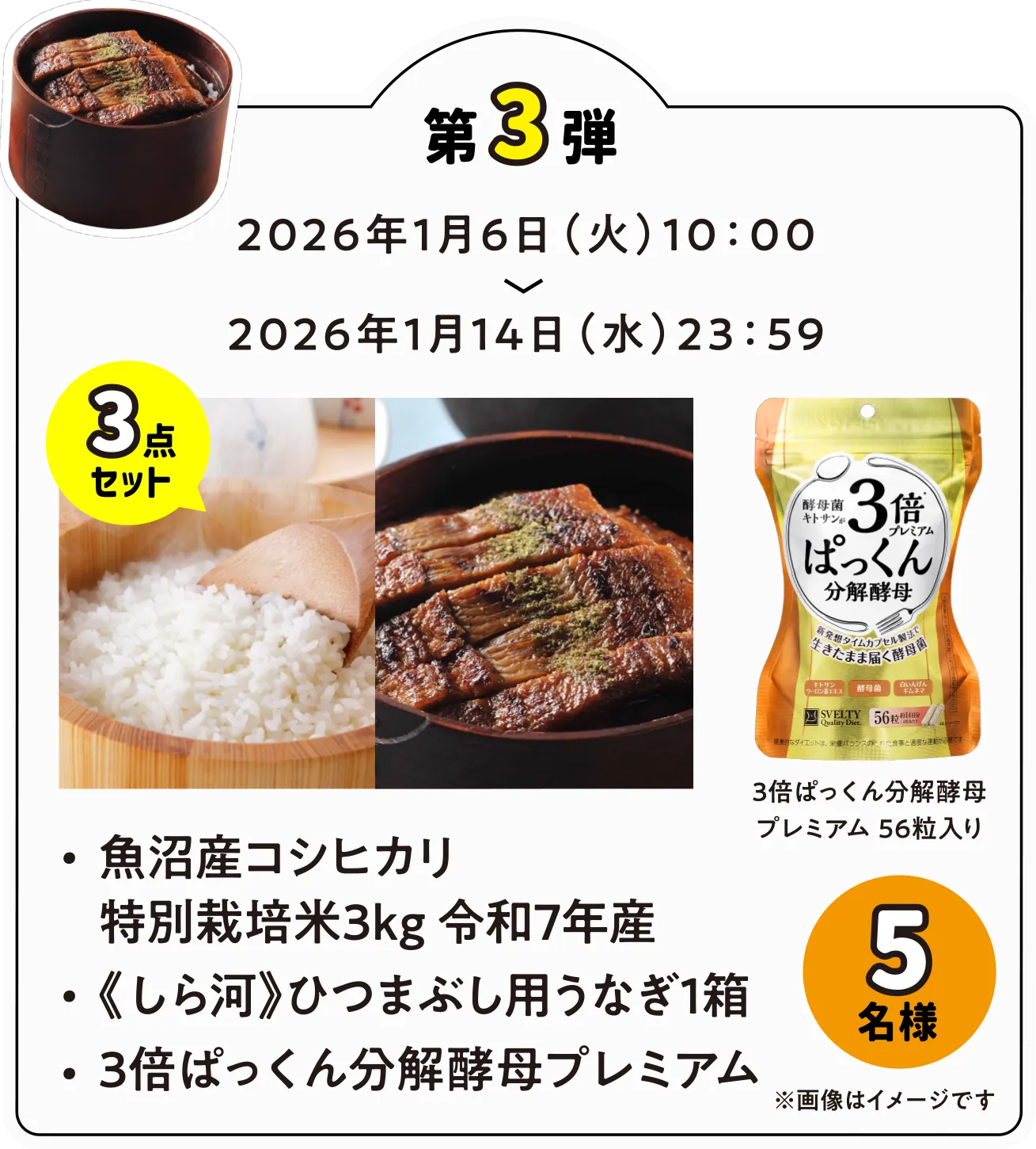 第3弾  魚沼産コシヒカリ 特別栽培米3kg令和7年産 しら河ひつまぶし用うなぎ1箱 340g 3倍ぱっくん分解酵母 5名様